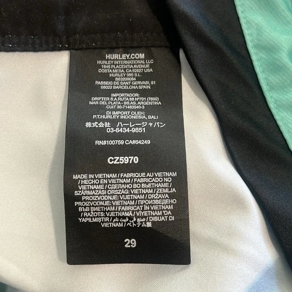 Hurley green/blue Board Shorts Gradient Design Mens 29. NEW - Picture 7 of 7